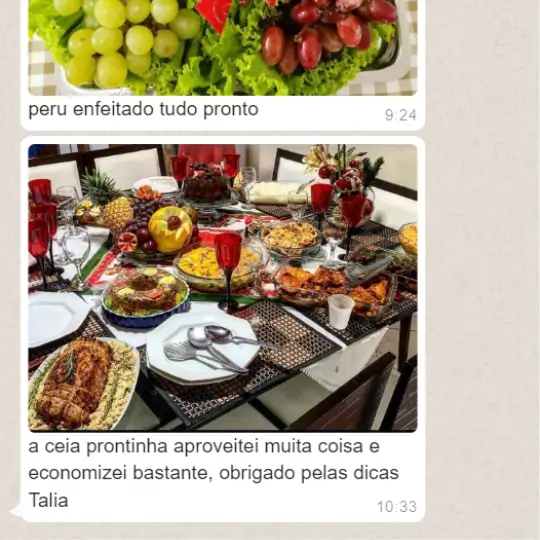 Registro da ceia preparada por uma cliente 2