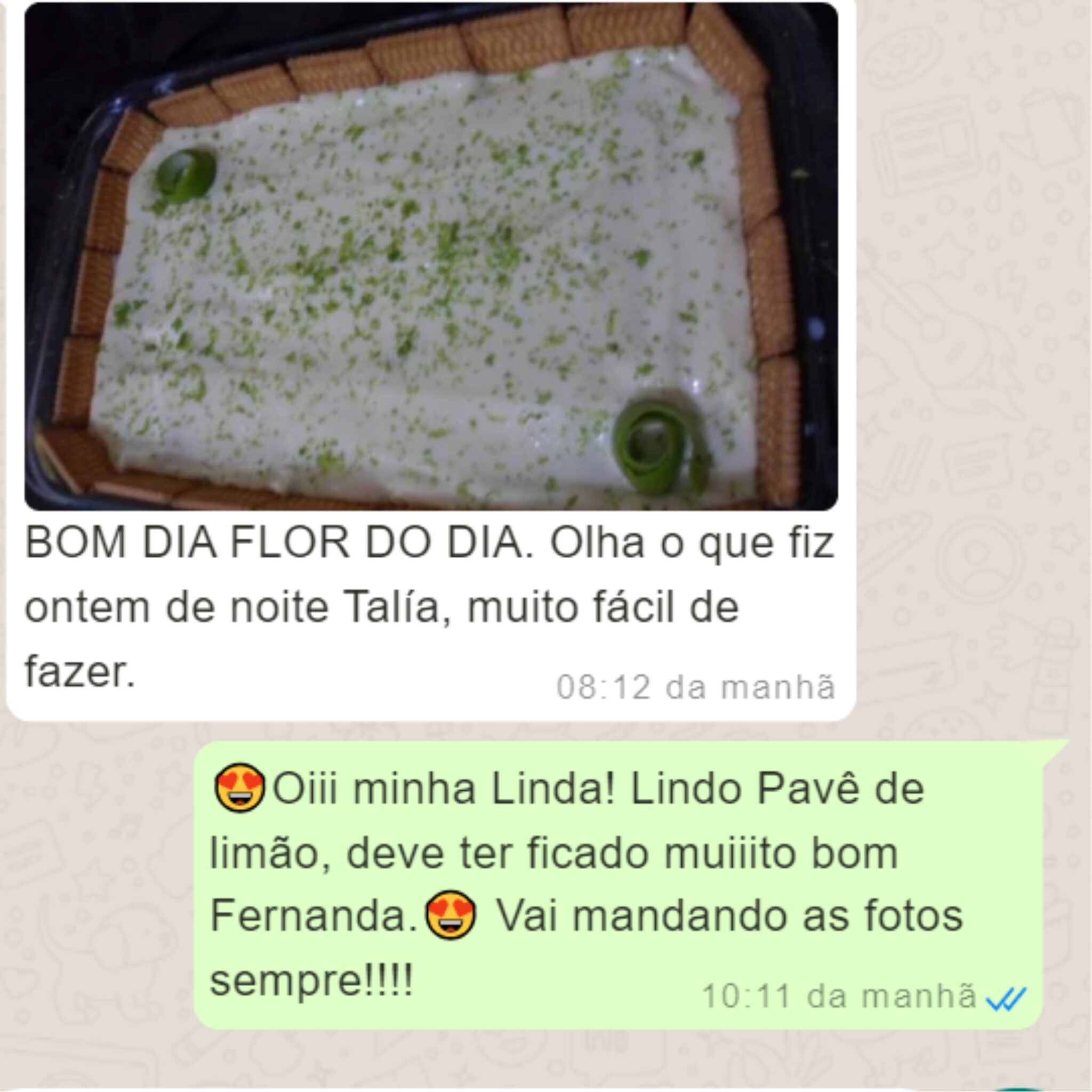 Registro da ceia preparada por uma cliente 1